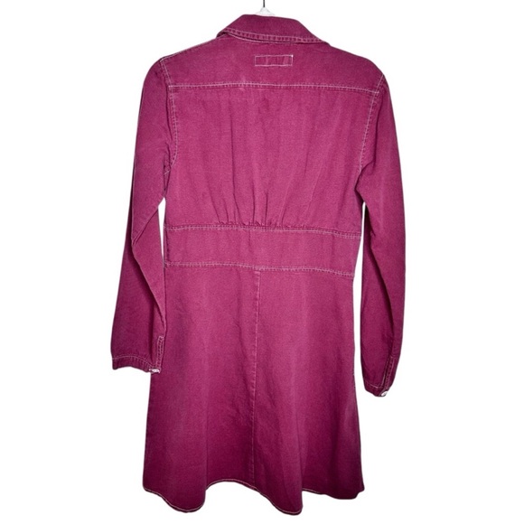 Wine Colored Utility Canvas Made in USA Button-Up Dress - Picture 2 of 8